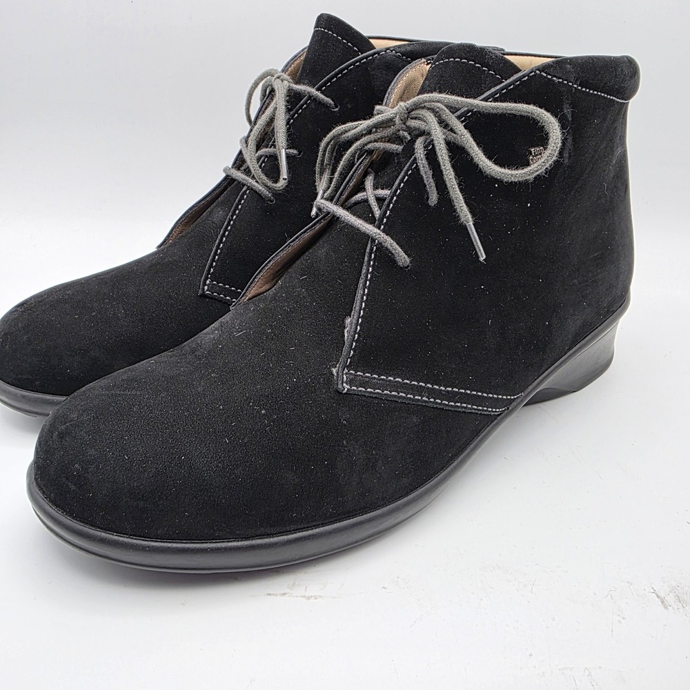 Finn Comfort Boots Mostar Womens 6.5 Black Nubuck Leather‎ Ankle Comfort Lace Up - Picture 4 of 11